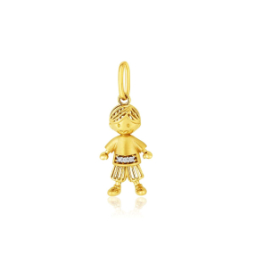 Pingente de ouro amarelo 18k menino com Diamantes