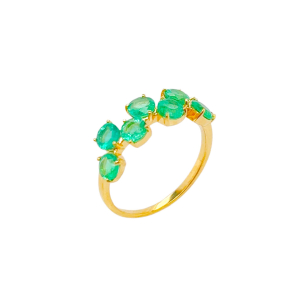 Anel em Ouro Amarelo 18K com de Esmeraldas 