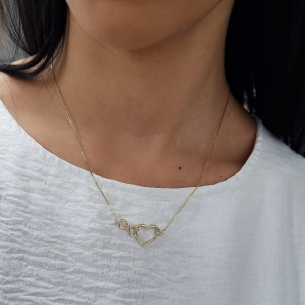 Colar em Ouro Amarelo 18K coração e infinito