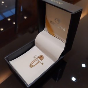 Alfinete Ouro Amarelo 18K com Diamantes