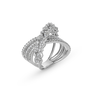 Anel em Ouro Branco 18K com Diamantes