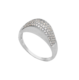 Anel de ouro branco com Diamantes  - 18k