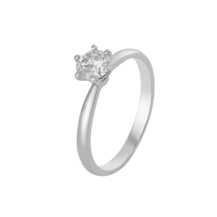 Anel Solitário em Ouro Branco 18K com Diamante