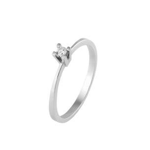 Anel Solitário em Ouro Branco 18K com Diamante 