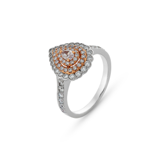 Anel Gota em Ouro Branco 18k com Diamantes Fancy Pink