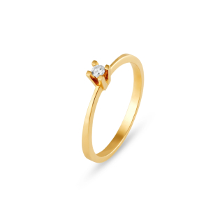 Anel Solitário com Diamante em Ouro Amarelo 18K
