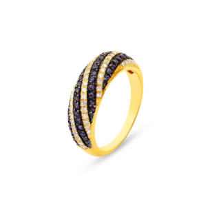 Anel em Ouro Amarelo 18K com Safiras Azuis e Diamantes 