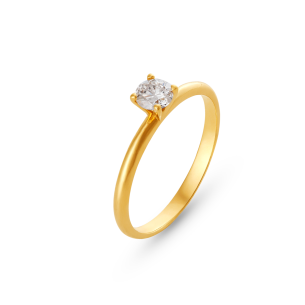 Solitário em Ouro Amarelo 18K com Diamante