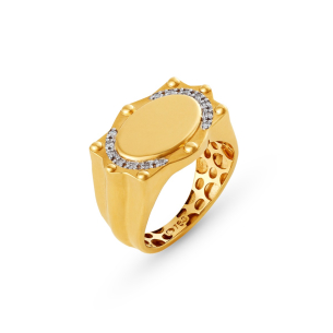 Anel Dedinho Fivela em Ouro Amarelo 18K com Diamantes