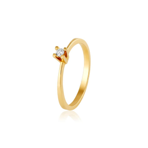 Anel Solitário em Ouro Amarelo 18K com Diamante 