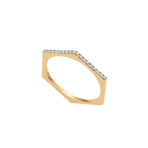 Anel Ouro Amarelo com Diamantes - 18k