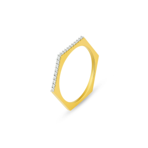 Anel Geométrico em Ouro Amarelo 18K com Diamantes