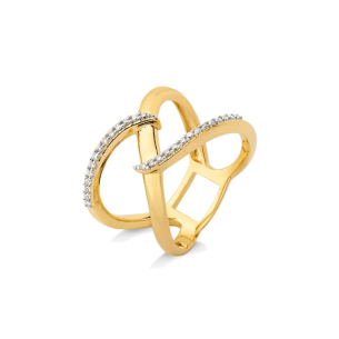 Anel Ouro Amarelo com Diamantes - 18k