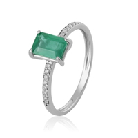 Anel em Ouro Branco 18K com Esmeraldas E Diamantes