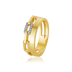 Anel em Ouro Amarelo 18k com Diamantes 