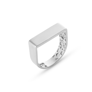 Anel Quadrado em Ouro Branco 18k