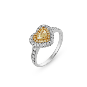 Anel em Ouro Branco 18k com Diamante Fancy Yellow