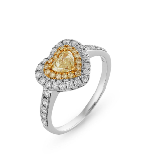 Anel Coração em Ouro Branco 18k com Diamante Fancy Yellow - ANE00004_OB