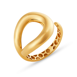 Anel de Dedinho Formato Gota Vazado em Ouro Amarelo 18K