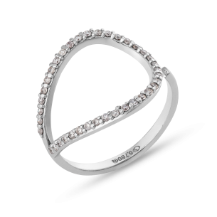 Anel Formato Gota em Ouro Branco 18K e Diamante 