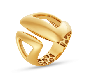 Anel Vazado Design Orgânico em Ouro Amarelo 18K 