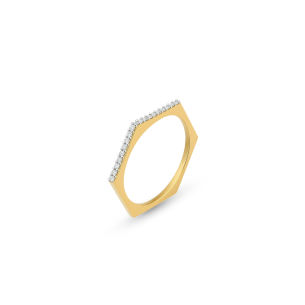 Anel Geométrico em Ouro Amarelo 18K com Diamantes