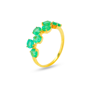 Anel em Ouro Amarelo 18K com Esmeraldas 