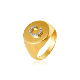 Anel Ouro Amarelo com Diamantes - 18k 