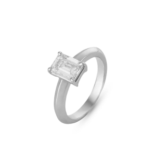 Anel Solitário em Ouro Branco 18K com Diamante 