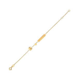 Pulseira em Ouro Amarelo 18K infantil placa anjo coração