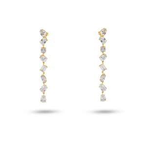 Brinco em Ouro Amarelo 18K com  Topázio Branco  