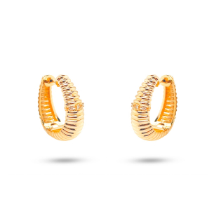 Brinco Argola em Ouro Amarelo 18K com Diamantes   