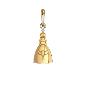 Pingente Nossa Senhora Aparecida com Diamantes em Ouro Amarelo 18K