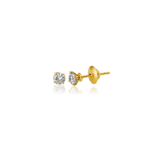 Brinco infantil de ouro amarelo 18k diamante 0.10ct