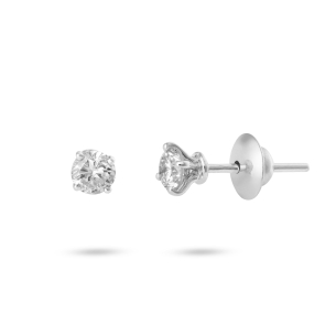 Brinco Infantil Ponto de Luz em Ouro Branco 18K com Diamante