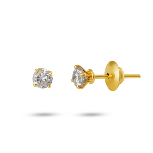 Brinco infantil em Ouro Amarelo 18K com Diamante  