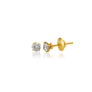 Brinco infantil em Ouro Amarelo 18K com Diamante  
