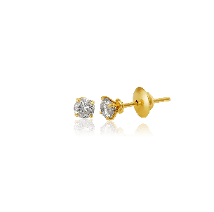 Brinco infantil de Ouro Amarelo com Diamante - 18K