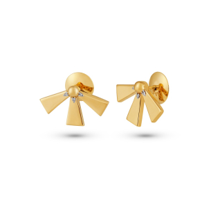 Brincos Meia Espora em Ouro Amarelo 18K com Diamantes