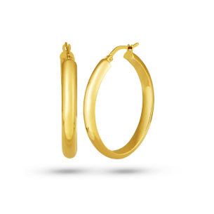 Brinco Argola Oval em Ouro Amarelo 18K