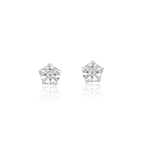 Brinco em Ouro Branco 18K com Diamante  