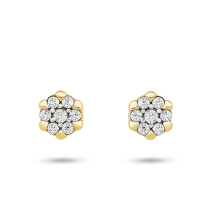 Brinco em Ouro Amarelo 18K florzinha com Diamantes