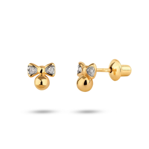 Brinco Infantil em Ouro Amarelo 18K com Diamantes  
