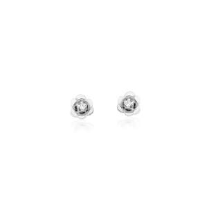 Brinco Infantil em Ouro Branco 18K com Diamante  