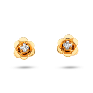 Brinco em Ouro Amarelo 18K infantil florzinha com Diamante  