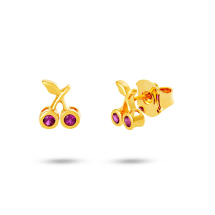 Brinco Infantil em Ouro Amarelo 18K com Rubi  