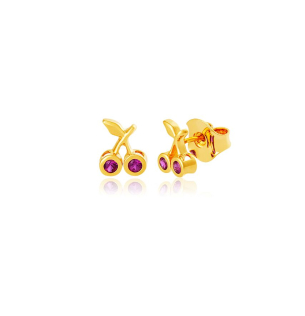 Brinco Infantil em Ouro Amarelo 18K com Rubi  
