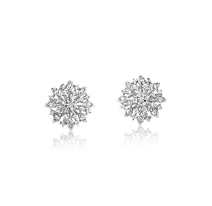 Brinco Ouro Branco com Diamantes - 18k 