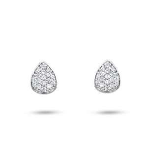 Brinco em Ouro Branco 18K com Diamantes em Pavê  