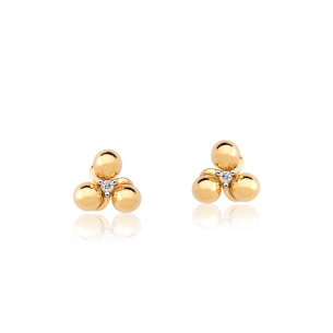 Brinco Infantil em Ouro Amarelo 18K com Diamantes  